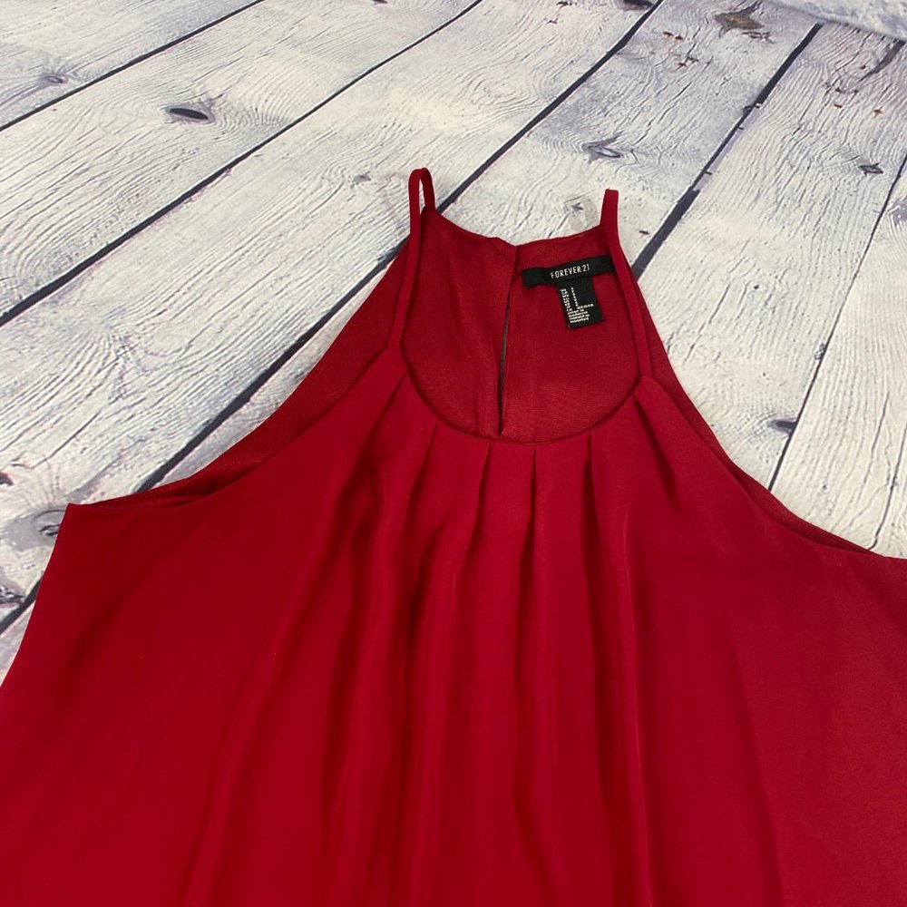 Forever 21 Red Sleeveless Pleated Front Top Tank - Picture 2 of 5